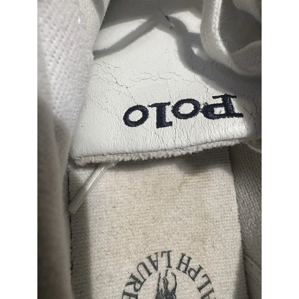 Polo Ralph Lauren Women's 6.5 White Leather Sneakers Low Top Lace Up Pony Logo